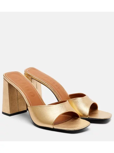 Papuci tip mules Staud din piele auriu