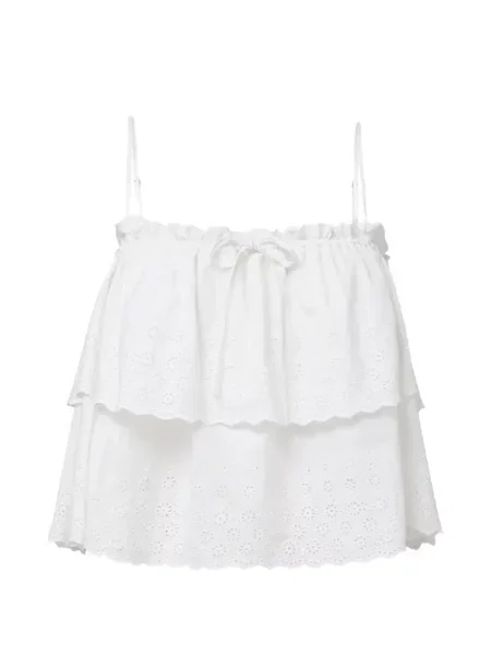 Top Veronica Beard cu broderie alb
