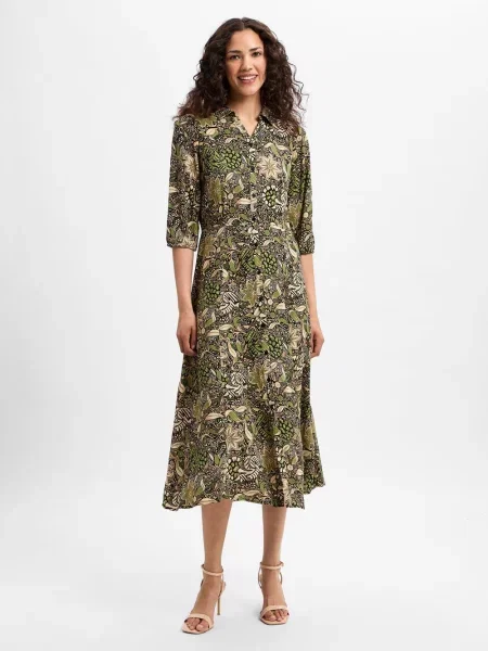 Sukienka koszulowa z z listwą guzikową Soyaconcept zielona