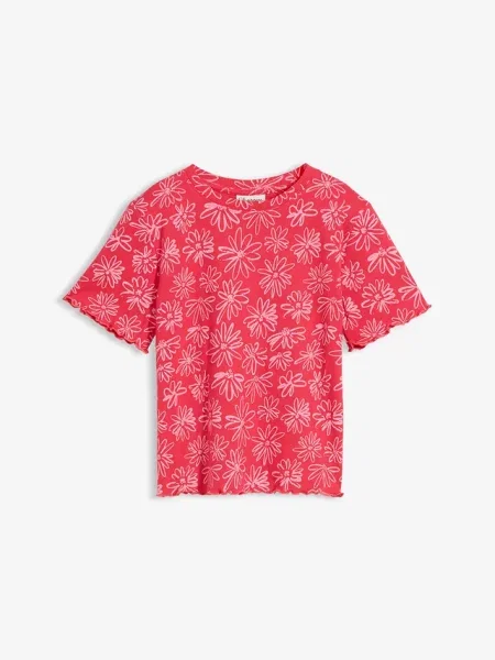 Krótki T-shirt z mieszanki bawełny różowa