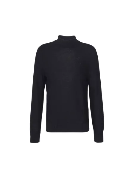 BOSS Orange sweter z dzianiny Avac Mężczyźni wełna ze strzyży jednolity S czarny