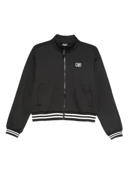 Haftowana kurtka New Balance w paski zielona