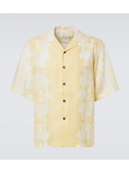 Lanena košulja Commas s cvjetnim printom žuta