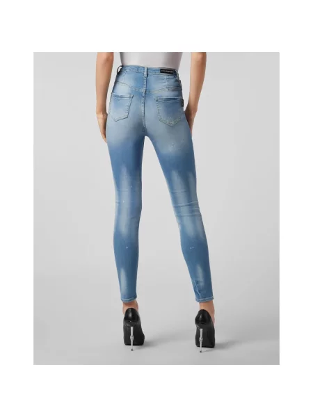 Skinny jeansy skinny Philipp Plein niebieskie