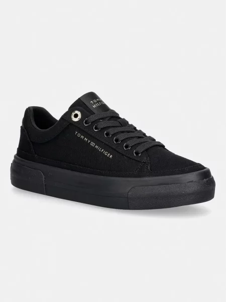 Tommy Hilfiger TH FOXING PLATFORM CANVAS teniși pentru femei negru