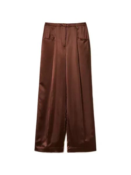 Pantaloni Twinset din satin maro