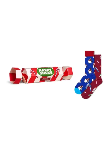 Skarpety Happy Socks Holiday Striped Cracker ciemny niebieski 2 sztuki czerwony