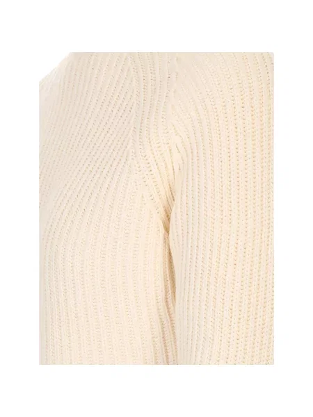 Lniany sweter z golfem Max Mara beżowy