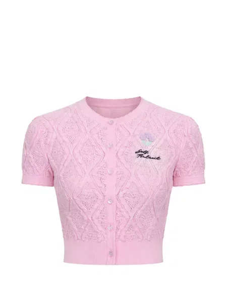 Top Self-portrait cu model floral roz