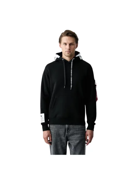 Bluza z kapturem Alpha Industries z kapturem z logo czarna
