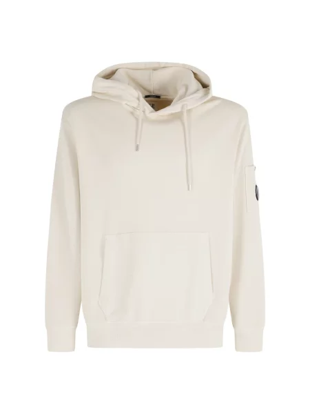 Lniana bluza z kapturem C.p. Company z kapturem beżowa