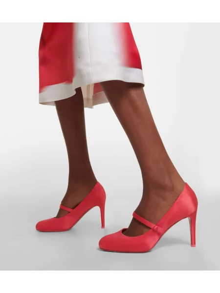 Satenaste salonarji Christian Louboutin rdeča