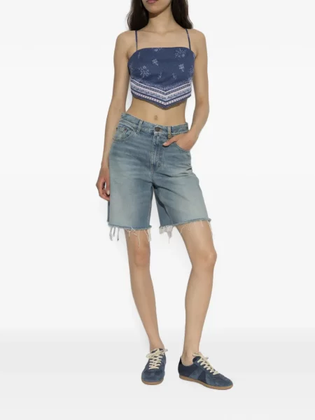 Top Loveshackfancy cu model floral cu imagine albastru