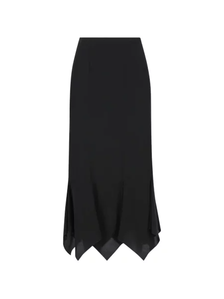 Fustă midi Valentino Garavani asimetrică până la genunchi negru