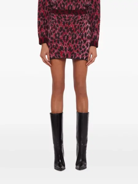 Fusta mini Laneus tricotate cu imagine cu model leopard roșu
