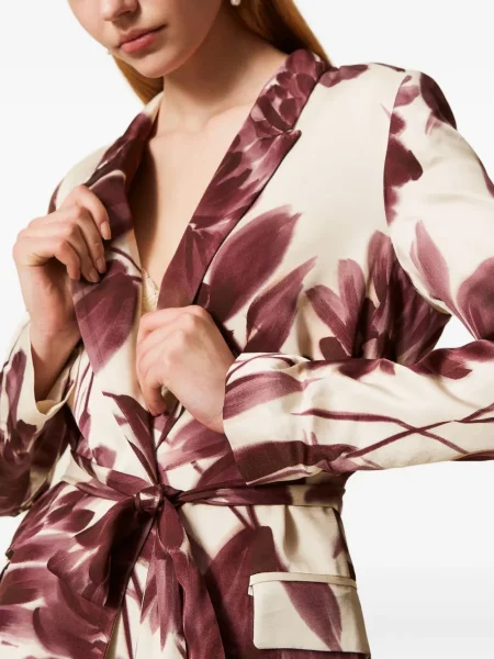 Sacou Twinset cu model floral cu imagine roșu