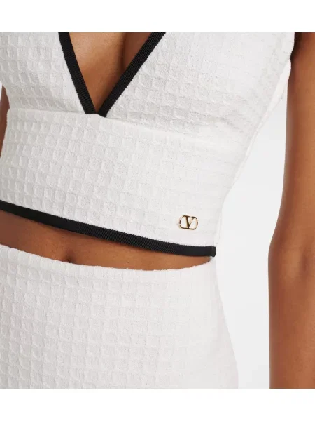 Top Valentino din tweed alb
