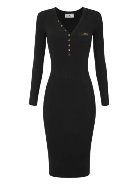 Rochie midi Elisabetta Franchi până la genunchi de costum negru