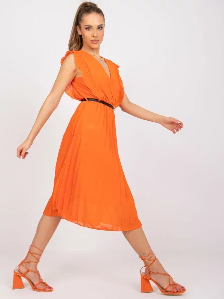 Rochie midi Fashionhunters până la genunchi de costum portocaliu