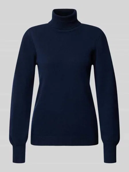 Sweter z dzianiny z czystej wełny model Jola' My Essential Wardrobe granatowy
