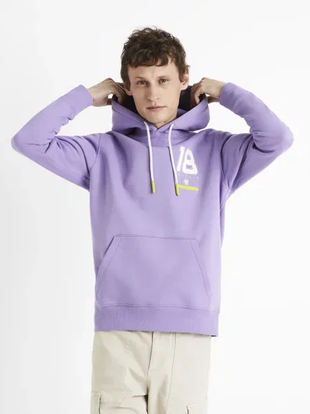 Pulover Celio s kapuco vijolična