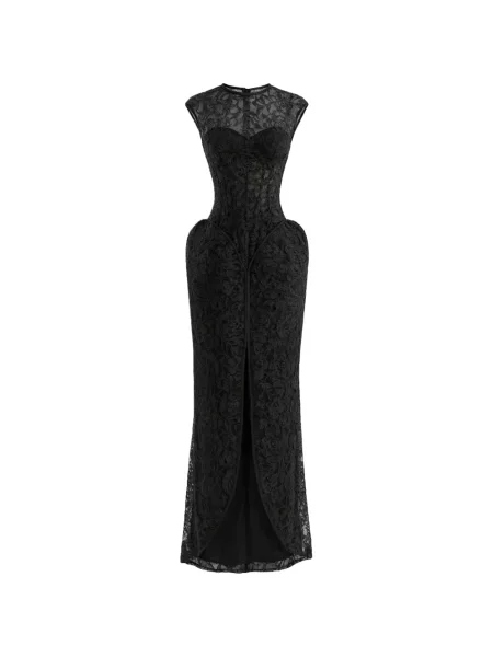 Rochie maxi Gemy Maalouf din dantelă negru