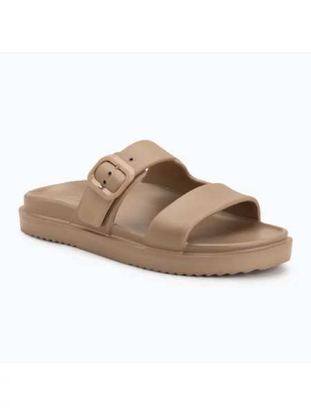 Шльопанці Tommy Hilfiger Double Strap Sandal Pearl safari canvas pearlized
