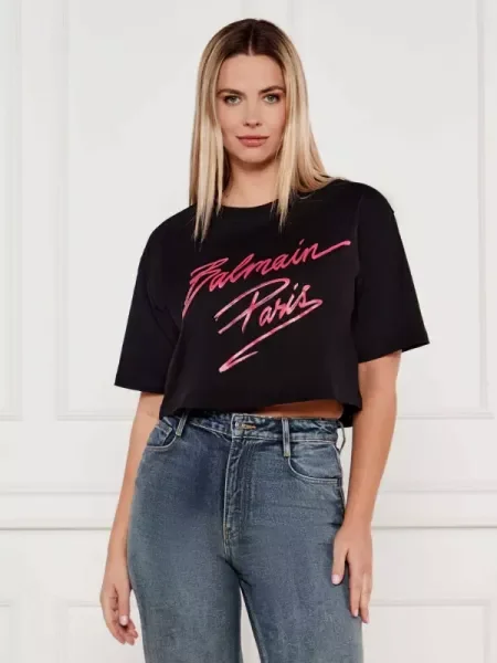 Balmain Tricou | Cropped Fit negru