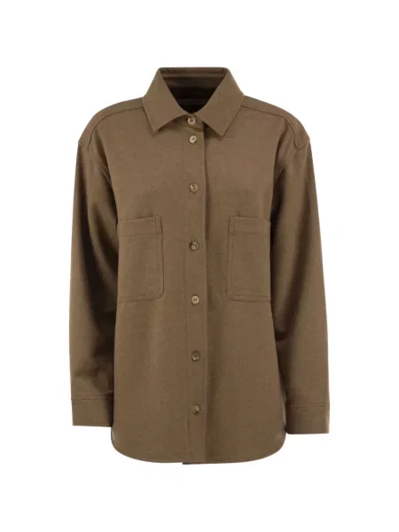 Geacă cămașă Max Mara cu model herringbone maro