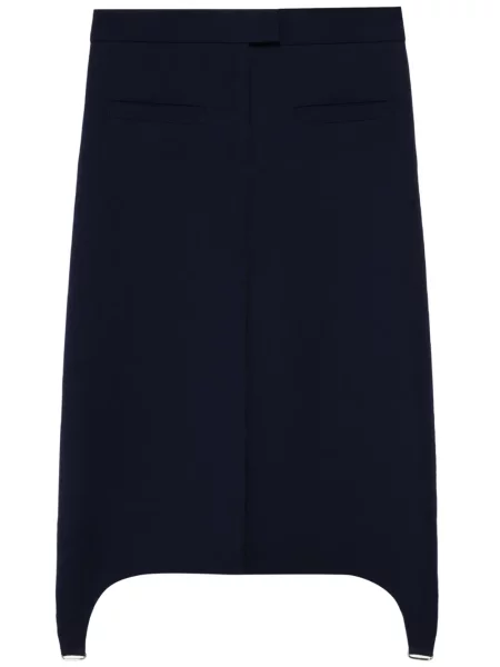 Fustă midi Courreges până la genunchi din țesătură twill negru