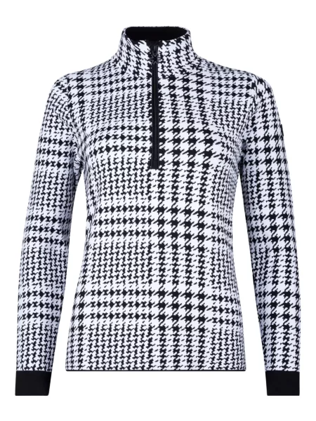 Top Newland w pepitkę z zamkiem błyskawicznym do połowy biały