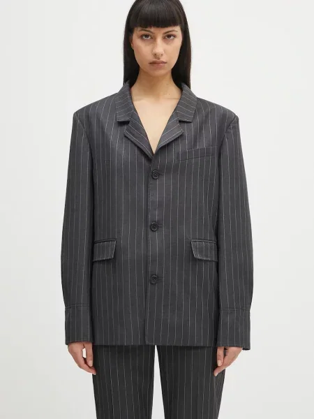 JW Anderson sacou de lână Open Back Tailored un singur rand de cu imprimeu gri