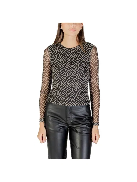 Bluză Only cu mâneci lungi plasă lungă negru