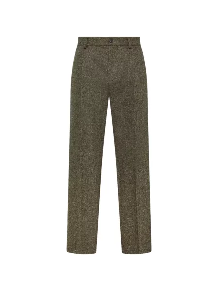 Pantaloni Cruna cu model herringbone verde