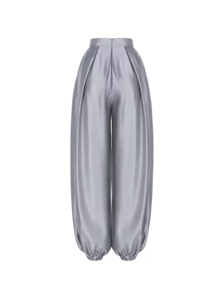 Pantaloni Manuri de mătase gri