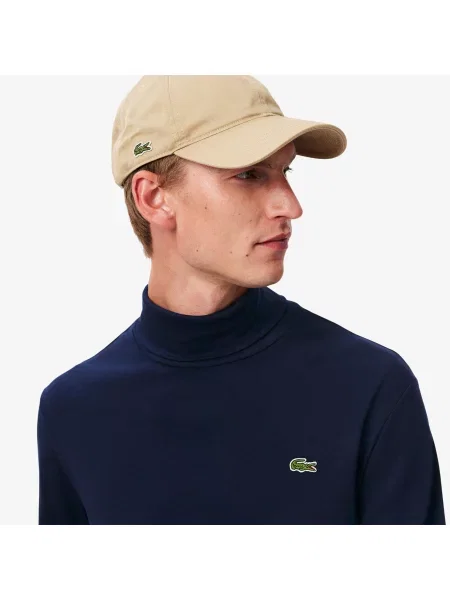 Lacoste Koszulka Z Długim Rękawem I Podwiniętym Dekoltem granatowa