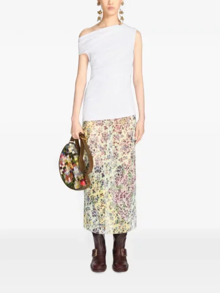 Top Dries Van Noten din jerseu alb
