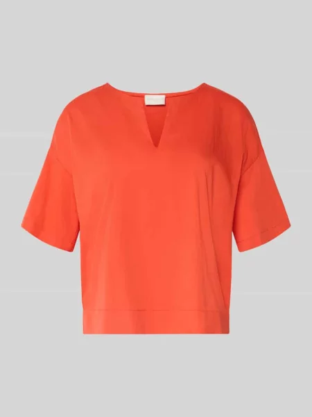 T-shirt o kroju relaxed fit z dekoltem z lamówką Milano Italy czerwona