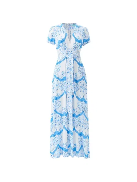 Rochie maxi Melissa Odabash cu model floral cu imagine cu legături albastru