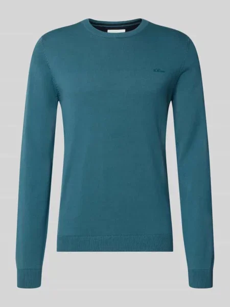 Sweter w kroju regular fit z czystej bawełny S.oliver Red Label granatowy