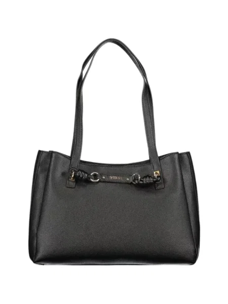 Geantă shopper Guess cu autograf negru