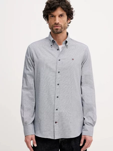 Košulja Tommy Hilfiger tamno regular s button-down ovratnikom plava