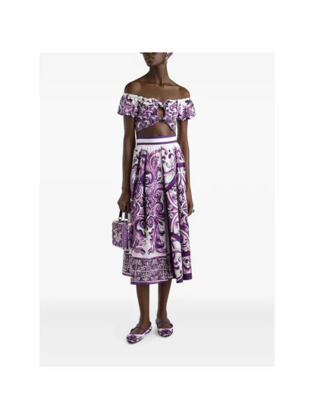 Bluzka Dolce And Gabbana z nadrukiem fioletowa