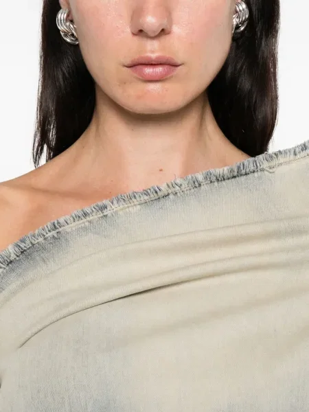 Rochie mini Rick Owens cu un umăr gol de costum albastru