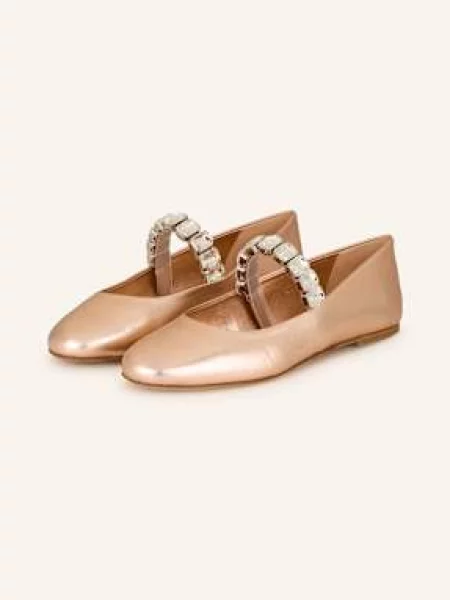 Casadei Baleriny Z Ozdobnymi Kamykami beige beżowe