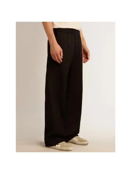 Lniane spodnie Golden Goose do biegania czarne