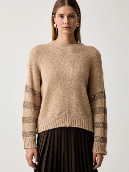 Twinset pulover pentru femei cu lână bej