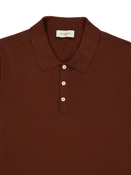 Кашмирена къс поло тениска Piacenza Cashmere кафяво