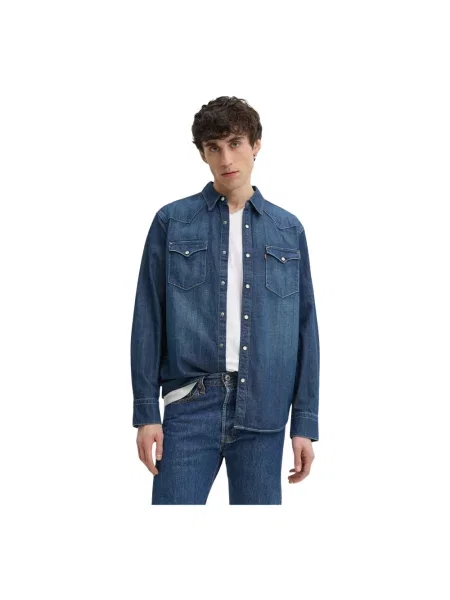 Levi's koszula granatowy regular z kołnierzykiem klasycznym niebieska