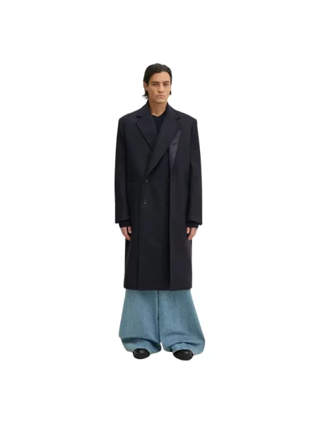 Y/Project płaszcz wełniany DOUBLE FRONT COAT niebieski